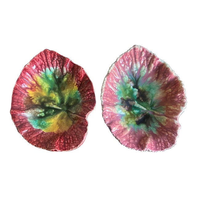 19th Century Leaf Dishes, Set of 2, C. 1880's For Sale