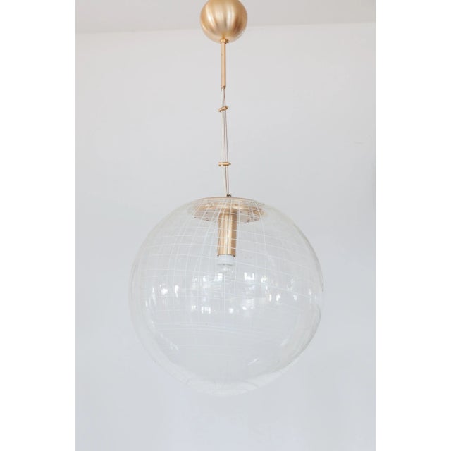 White Clear Bowl Glass with Spaghetti Swirl Pendant Lamp from La Murrina, Italy, 1970s For Sale - Image 8 of 9