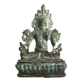 Vintage Cast Bronze Depiction of Quan Yin For Sale