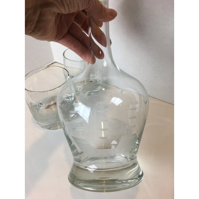 Contemporary 1970s Vintage Galleon Ships Decanter and High Ball Glasses - Set of 5 For Sale - Image 3 of 9