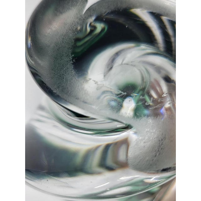 Vintage Vase in Green Blown Glass in an Ovoid Shape from Val Saint Lambert, Belgium For Sale - Image 9 of 10