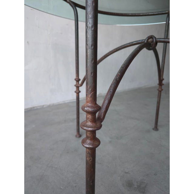 Brown 1970s Forged Iron and Glass Dining or Patio Table After Giacometti For Sale - Image 8 of 10