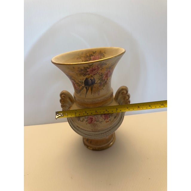 1940"s Abingdon Potteries Usa Art Deco Ceramic Hand Painted Glazed Finish Vase Floral and Birds Decor For Sale - Image 17 of 18