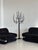 Black Space Age Living Room Set in Dark Blue Striped Velvet and Metal, 1970s, Set of 3 For Sale - Image 8 of 18