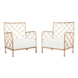 Pair of Maison Jean Royere Style Croisillion Armchairs For Sale