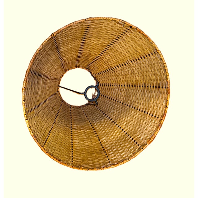 Vintage Hand Woven Dark Wicker Lamp Shade For Sale - Image 10 of 12