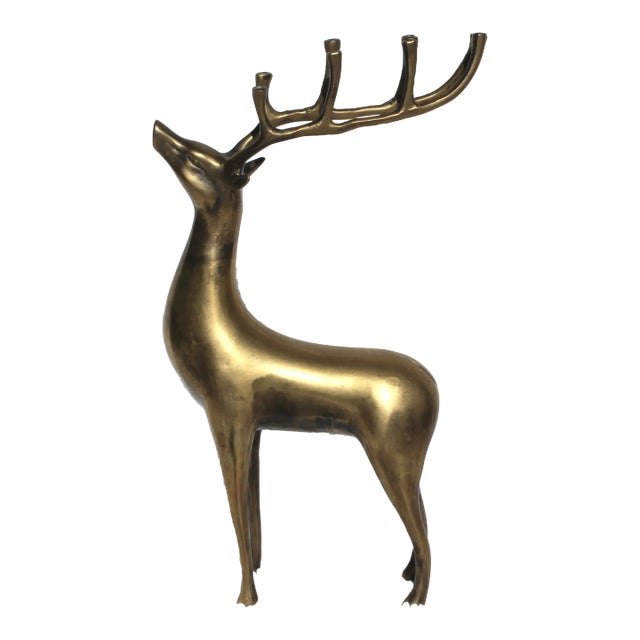 1980s Brass Deer Candelabra for Small Candles For Sale
