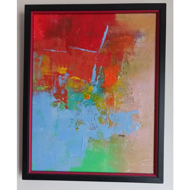 Fabulous pair of midcentury color field abstract paintings in the manner of George Morrison, well known midcentury color...