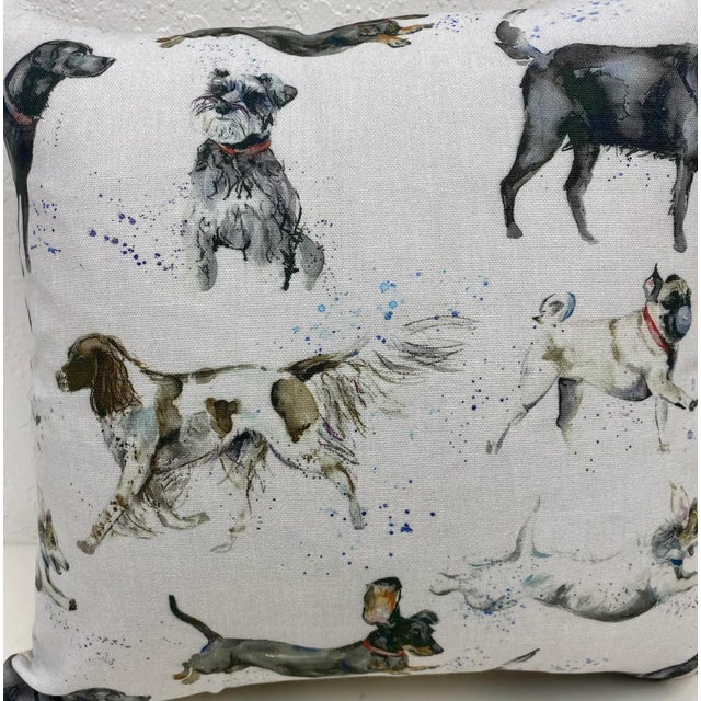 16"Square Pillow Depicting Gleeful Dogs of Various Breeds Engaging in Playful Activities- Made in UK. Measures 16" X 6" X...