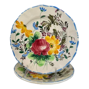 Made in Italy Antique Hand Painted Wall Plates - A Pair
