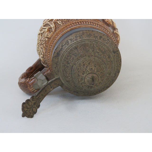 Metal German Original King 500 Lidded Ceramic Beer Stein Man and Woman Floral 4692b For Sale - Image 7 of 10