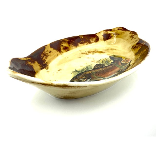Farmhouse Vintage Robert Gordon Australia “Trout” Hand-Painted Oval Ceramic Platter For Sale - Image 3 of 14