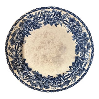 A Pair of Antique English Blue Transferware Plates - Grapevine Border Circa 1850 For Sale