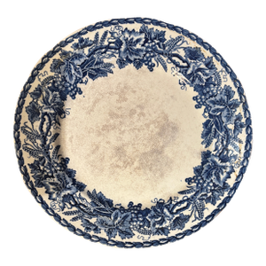 A Pair of Antique English Blue Transferware Plates - Grapevine Border Circa 1850