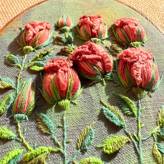 3d Rose Stumpwork Embroidery Art, Framed Botanical Sculpture, Handmade Floral Wall Decor For Sale - Image 15 of 15