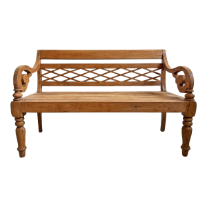 Vintage Teak Diamond Back Wood Bench