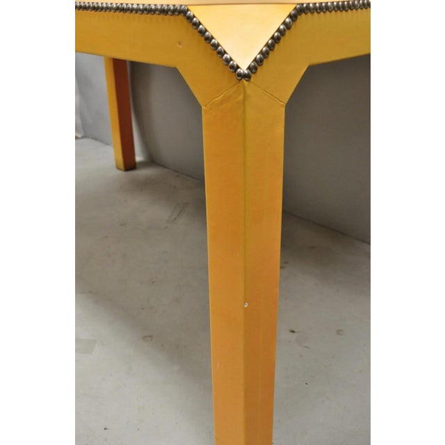 Vintage Hollywood Regency Orange Vinyl Laminate Parsons Style Dining Table Desk For Sale - Image 13 of 18