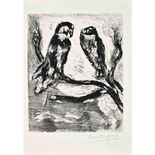 Etching on Montval paper, realized between 1927 and 1930. Table from "Les Fables de La Fontaine", published in 1952 in and...
