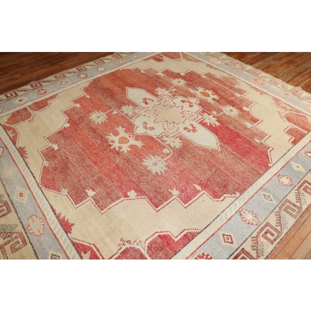 Square Size Vintage Turkish Anatolian, 9'4'' X 10'4'' For Sale - Image 10 of 11