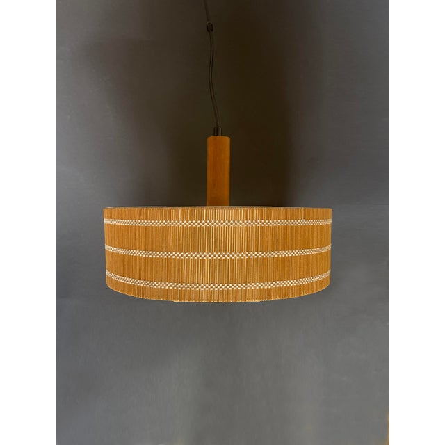 Brown Mid-Century Scandinavian Teak Pendant Disc, 1965 For Sale - Image 8 of 14