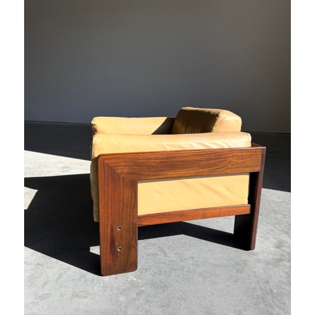 Mid Century Afra & Tobia Scarpa for Gavina Bastiano Leather & Rosewood Club Chair For Sale In Tampa - Image 6 of 14