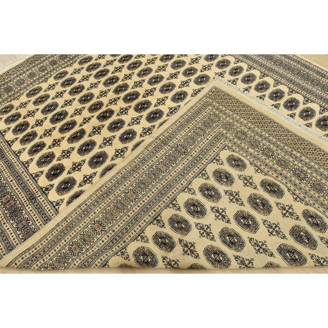 Bokhara Rug 8’11” X 11’8” Beige Wool Tribal Hand-Knotted Oriental Carpet For Sale - Image 13 of 14