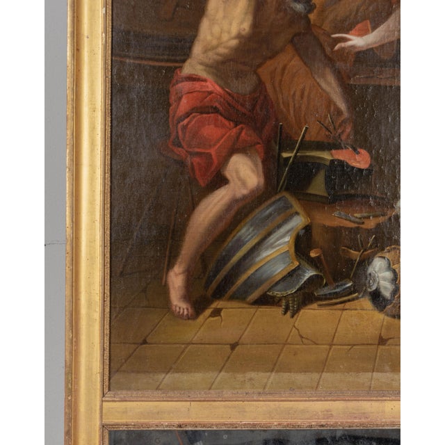 18th Century French Louis XVI Trumeau Mirror With Thetis at the Forge of Hephaestus Painting For Sale - Image 5 of 11