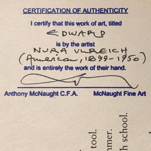 'Edward' by Nura Ulreich, 1943, Art Student's League, Salon D'Automne, Art Deco, Paris For Sale - Image 9 of 10