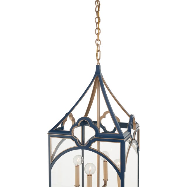 Quatrefoil Lantern - Navy For Sale In Raleigh - Image 6 of 7