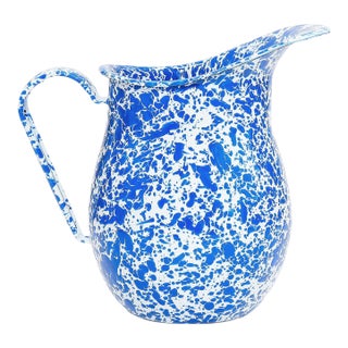 Crow Canyon Home Splatterware, Large Pitcher in Blue & White For Sale