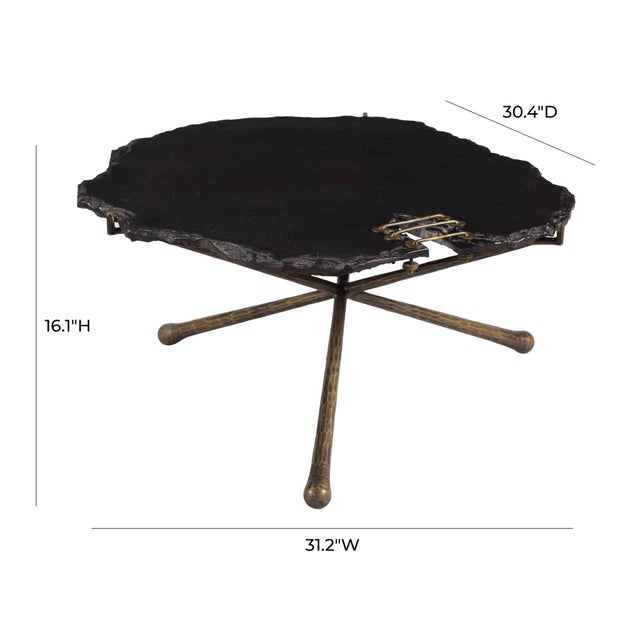 Serra Black Stone Cocktail Table For Sale In Los Angeles - Image 6 of 7