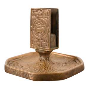 Tiffany Studios New York Zodiac Bronze Doré Match Box Holder