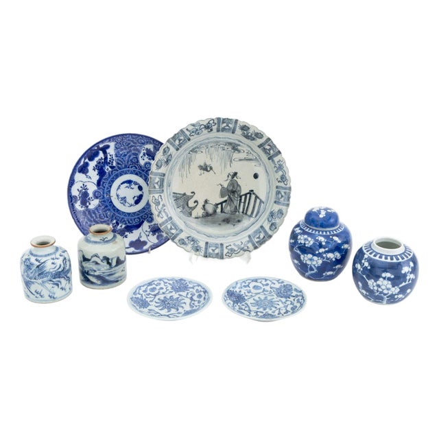 Chinese Blue and White Porcelain Articles, 8 For Sale