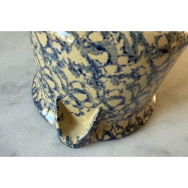 Vintage Robinson Ransbottom Blue Spongeware Bean Pot For Sale In Austin - Image 6 of 8