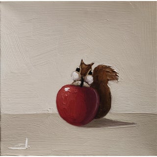 Chipmunk Still Life Oil Painting by Impressionist Artist Vivek Mandalia For Sale