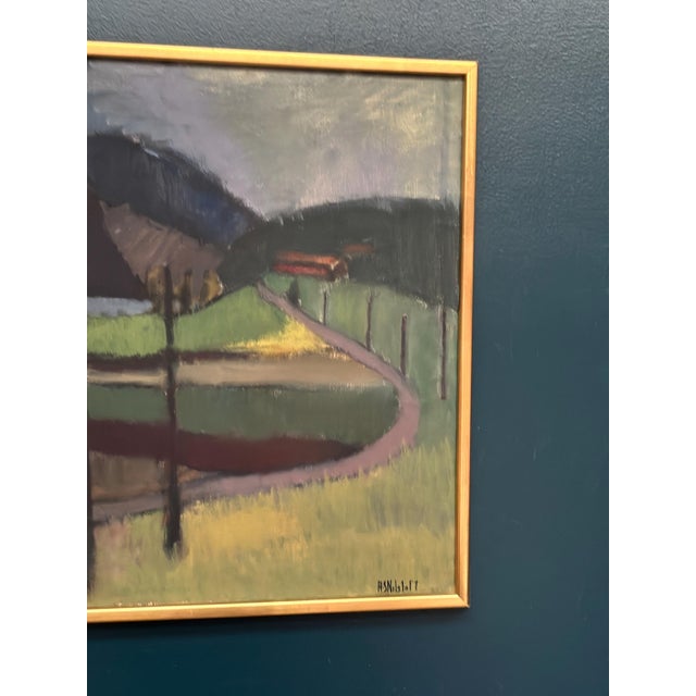 Anna‑Stina Lorentze Nilstoft, Landscape, 1950s, Oil on Canvas For Sale - Image 4 of 14