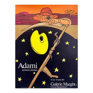 Valerio Adami, Italian Post Modern Pop Art Lithograph Vintage Poster Memphis Galerie Maeght, 1980 For Sale