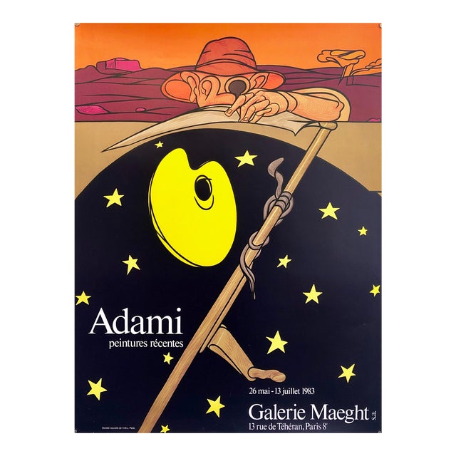 Valerio Adami, Italian Post Modern Pop Art Lithograph Vintage Poster Memphis Galerie Maeght, 1980 For Sale