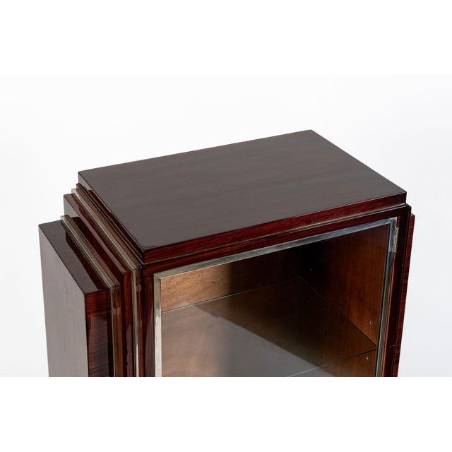 Antique French Art Deco Rosewood and Glass Vitrine Display Cabinet 1930s For Sale In Detroit - Image 6 of 12