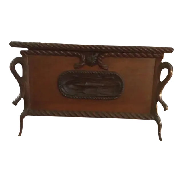 1880s Oversized Victorian Carved Wood Jewelry Box For Sale