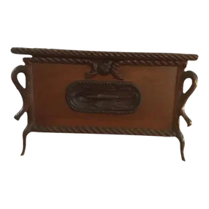 1880s Oversized Victorian Carved Wood Jewelry Box