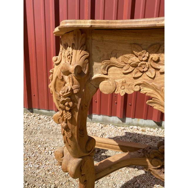 Mid 20th Century Hand Carved Wood Console Table For Sale In Monterey, CA - Image 6 of 12