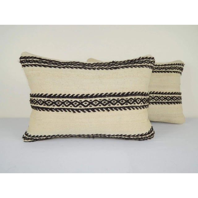 Set of Two Turkish Lumbar Kilim Pillow, Lumbar Cushion Cover 14'' X 20'' (35 X 50 Cm) For Sale In Philadelphia - Image 6 of 6
