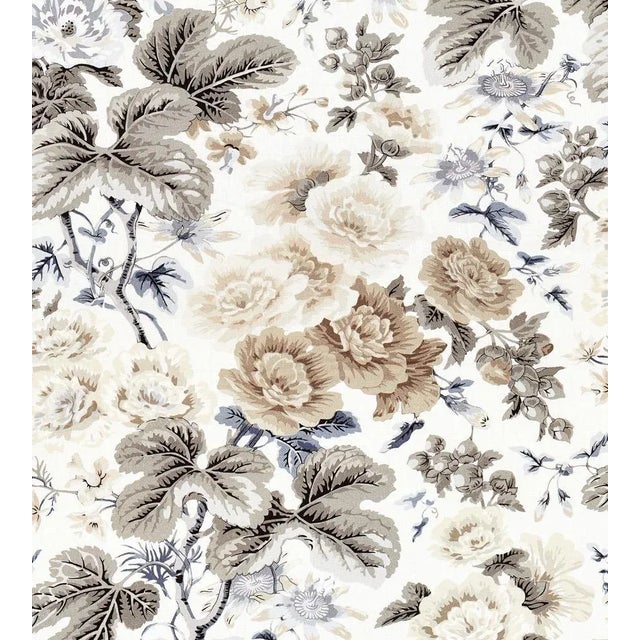 The House of Scalamandré Highgrove Linen Print Fabric, Winter Sky For Sale