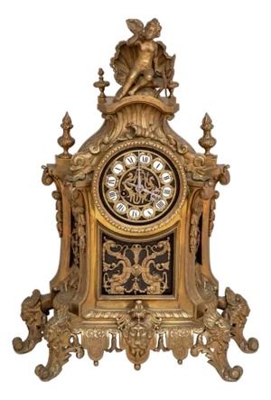 Louis XV Style Gilt Brass Mantel Clock