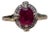 The Leavenworth: Ladies 14K Yellow Gold Ruby and Diamond Ring For Sale