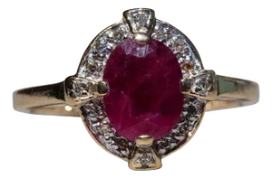 The Leavenworth: Ladies 14K Yellow Gold Ruby and Diamond Ring