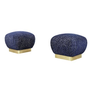 Vintage Marge Carson Brass Stools/Ottomans - A Pair For Sale