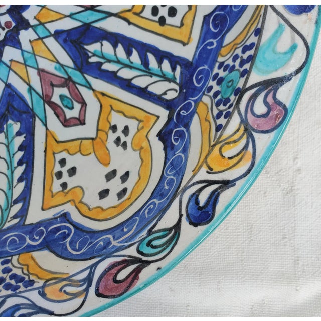 2020s Moroccan Hand Painted Pottery Plate, Multi-Color For Sale - Image 5 of 6