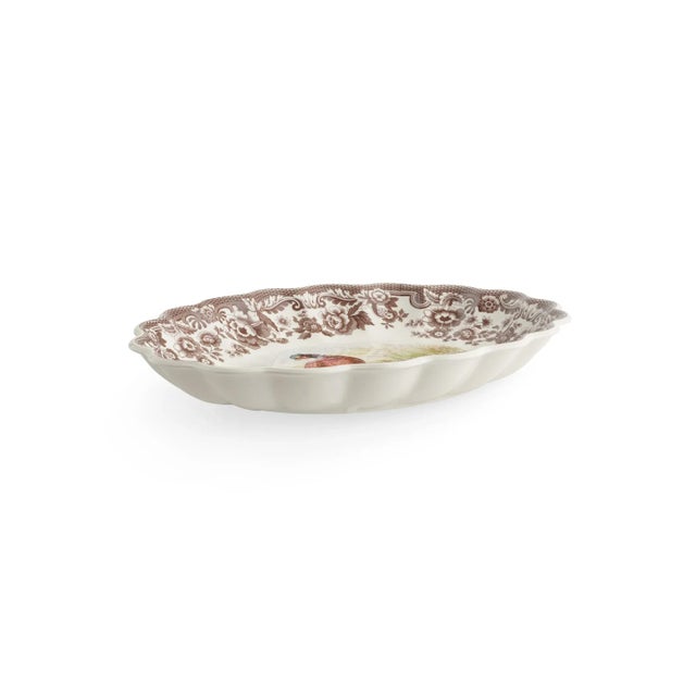 English Spode Woodland Oval Fluted Dish 14.5", Pheasant For Sale - Image 3 of 5